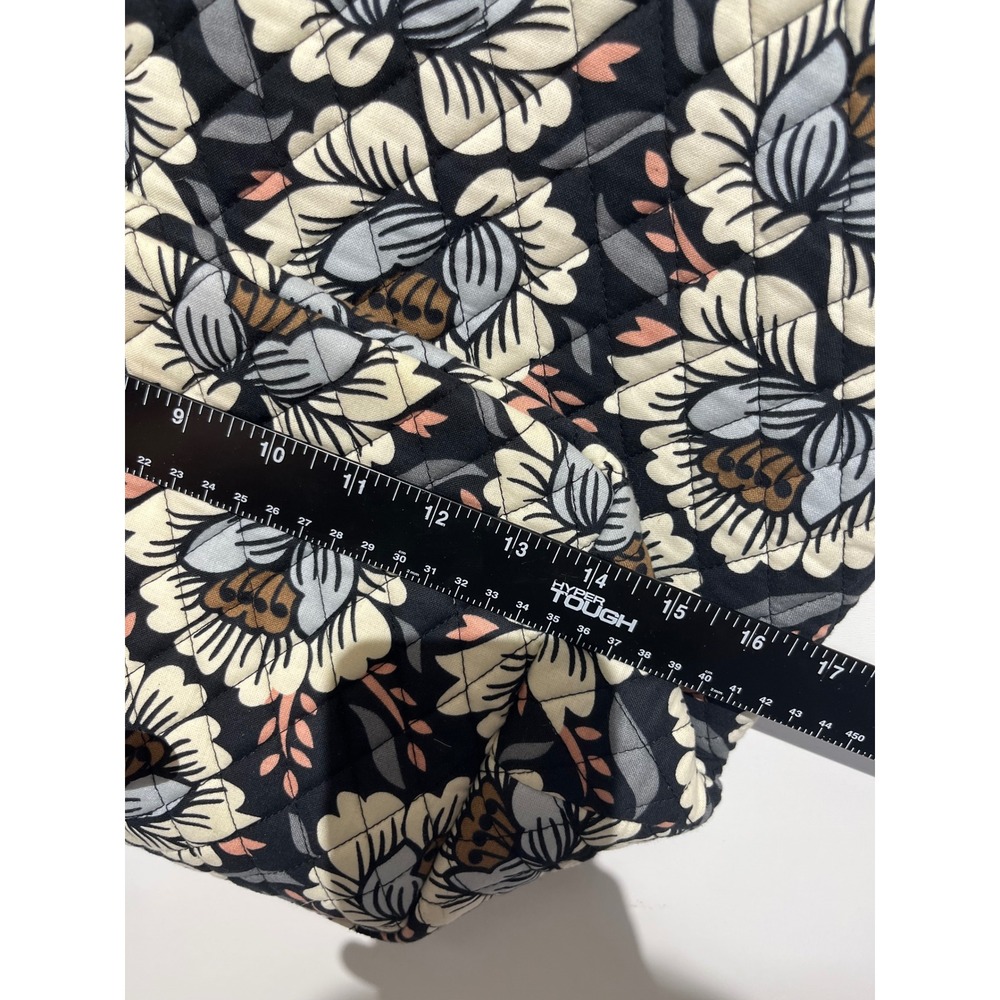 Vera Bradley Quilted Cotton Floral Tote Bag Black Cream Grey Large Shoulder Bag - Picture 9 of 9